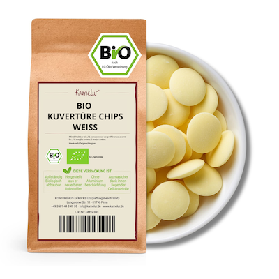 Weiße Bio Kuvertüre Chips von Kamelur